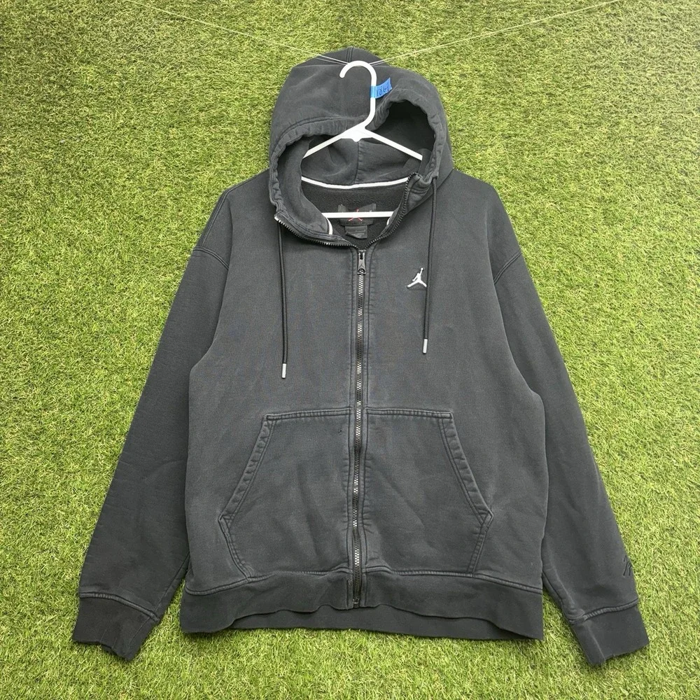 Jordan Hoodie Mens Large 23 Graphic Jumpman Logo Sportswear Y2K Dri-fit Black